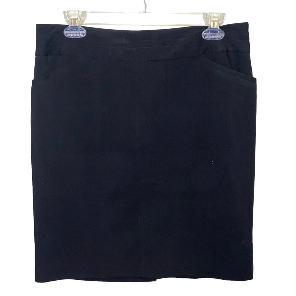 Worthington Black Pencil Skirt Womens 8 Petite Front Pockets Work Office Career